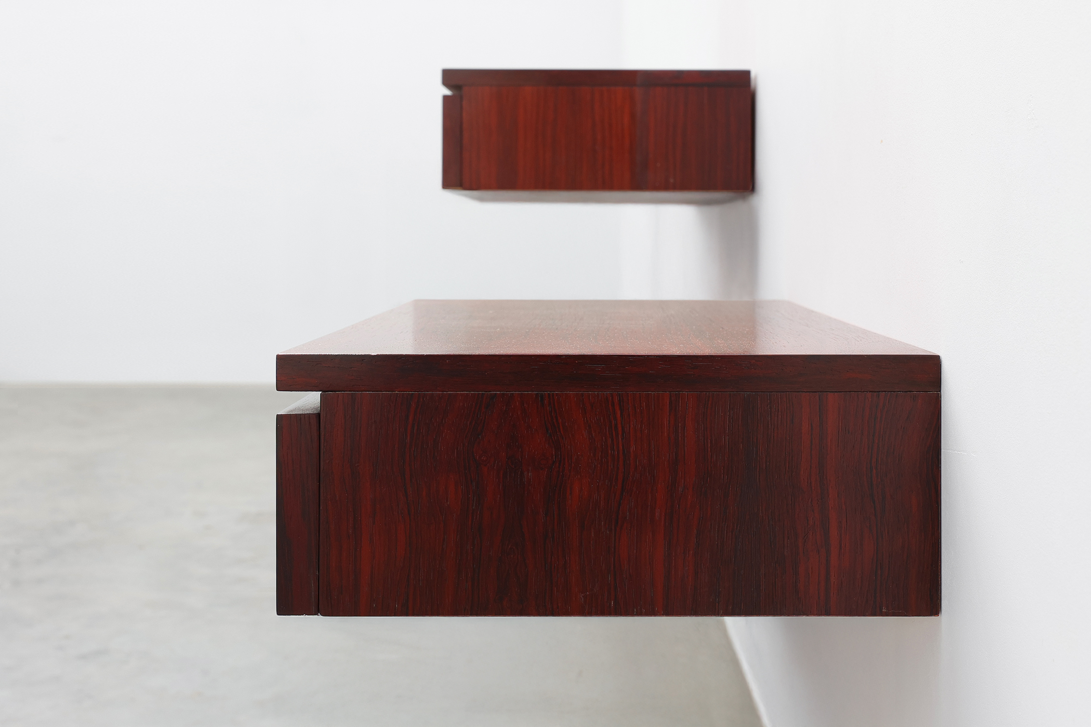 Pair of Mid-Century Modern Danish Wall-Mounted Nightstands in Walnutthumbnail